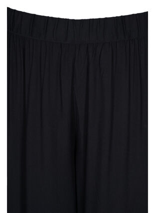 Ensfarvede viskose bukser med vidde, Black, Packshot image number 2