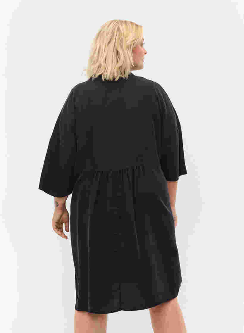 Kjole med 3/4 ærmer i lyocell (TENCEL™), Black, Model image number 1