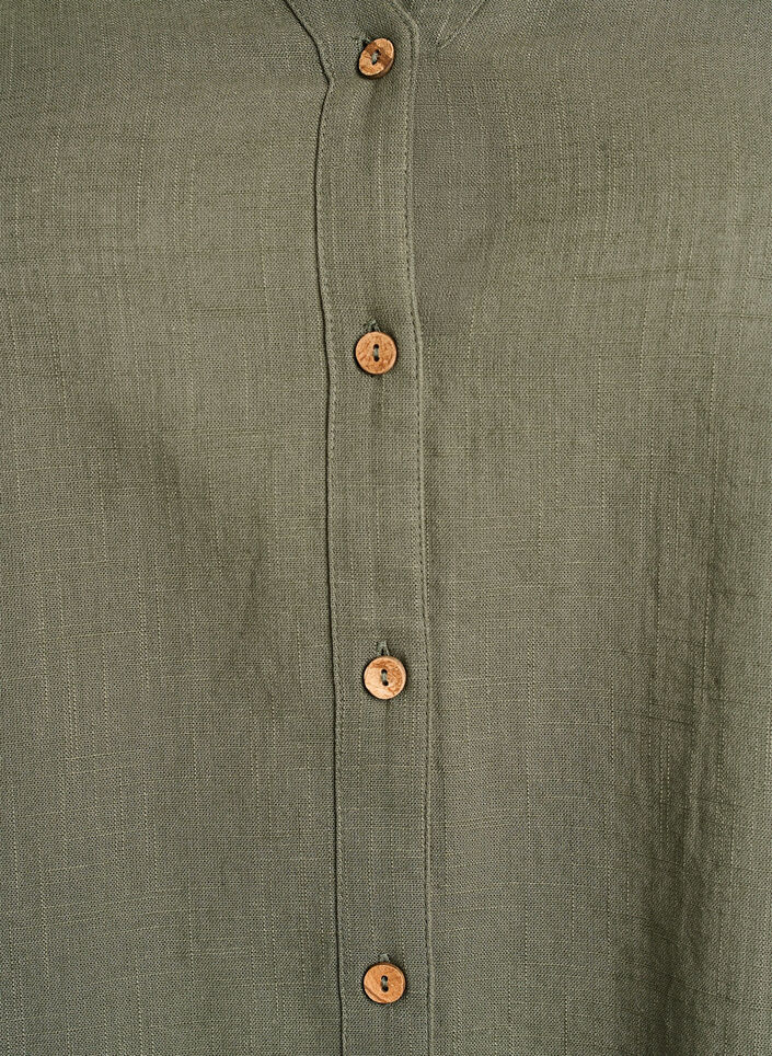 Skjortebluse i bomuld med V-udsk&aelig;ring, Gr&oslash;n, Packshot image number 2