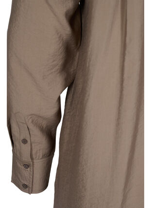 Lang viskose skjorte med lommer og slids, Brindle, Packshot image number 3