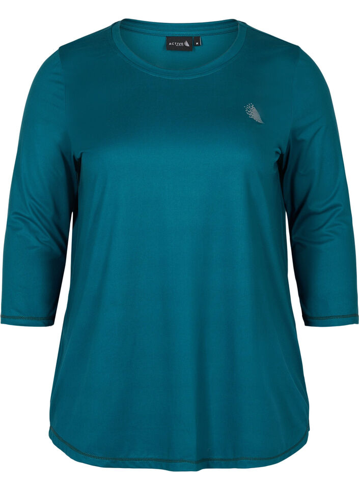 Tr&aelig;ningsbluse med 3/4 &aelig;rmer, Gr&oslash;n, Packshot image number 0
