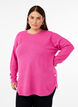 Lang strikbluse med knapdetalje i siden, Raspberry Rose Mel., Model image number 0