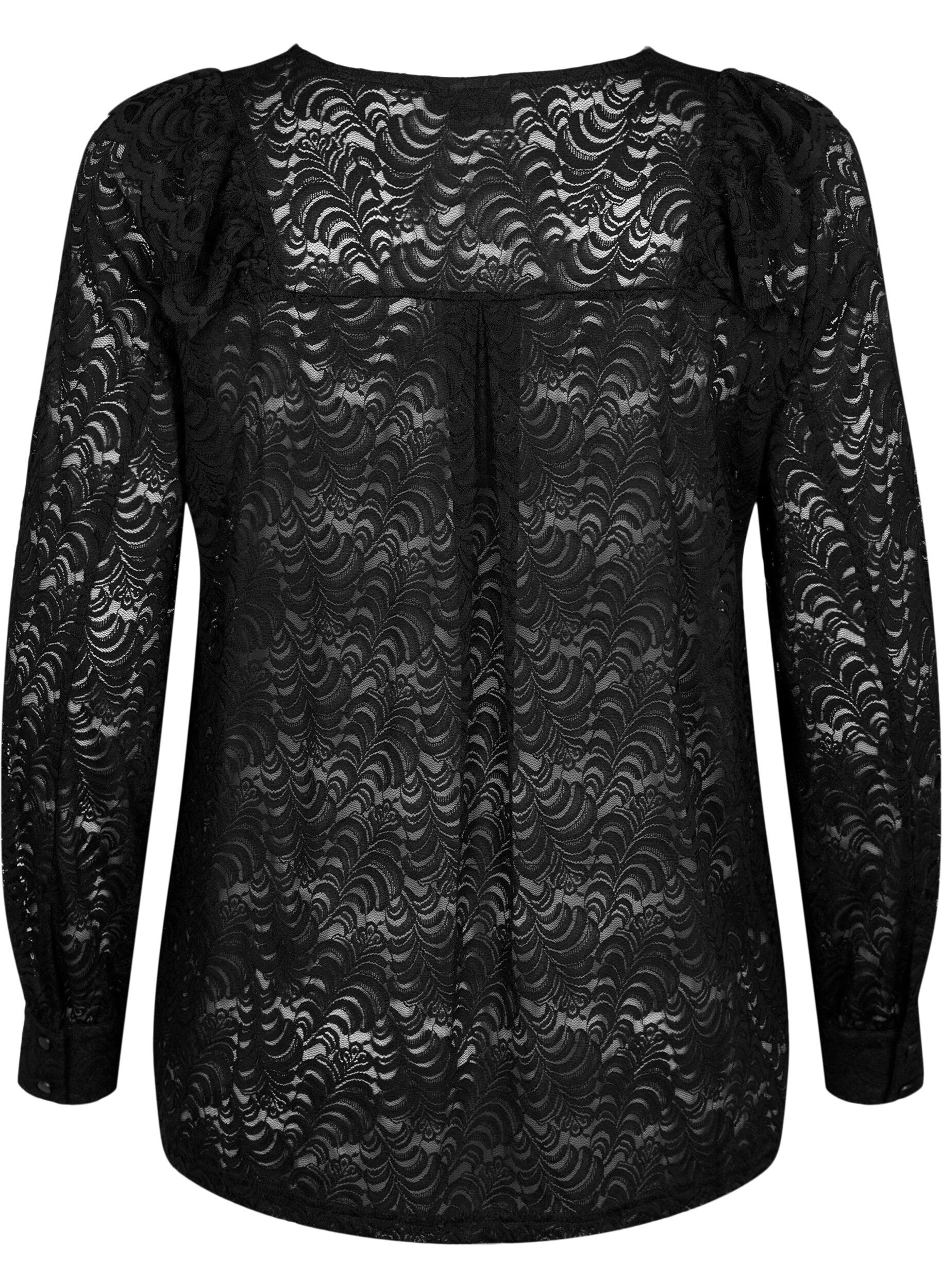 Zizzi Lang&aelig;rmet blonde bluse, Black, Packshot image number 1