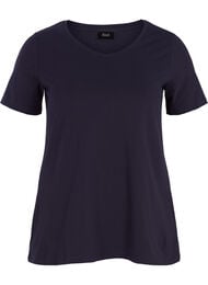Ensfarvet basis t-shirt i bomuld, Bl&aring;