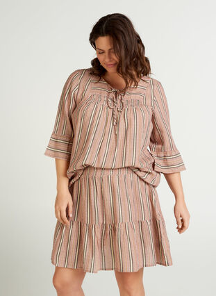Kort nederdel med striber, Rose Smoke stripe, Model image number 0