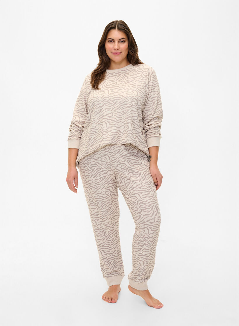 Velourbukser med print, Pink Tint AOP, Model image number 0