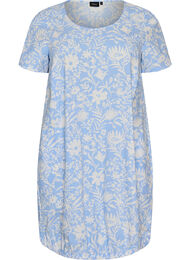 Kort&aelig;rmet bomuldskjole med print, Vanilla