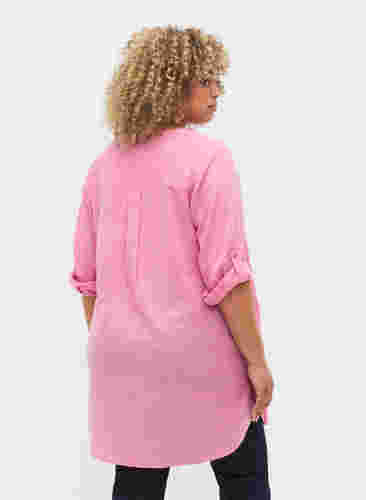 Lang skjorte med 3/4 ærmer og v-udskæring, Rosebloom, Model image number 1
