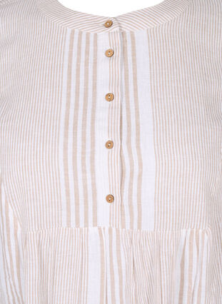 Kortærmet tunika med knapper, White Taupe Stripe, Packshot image number 2