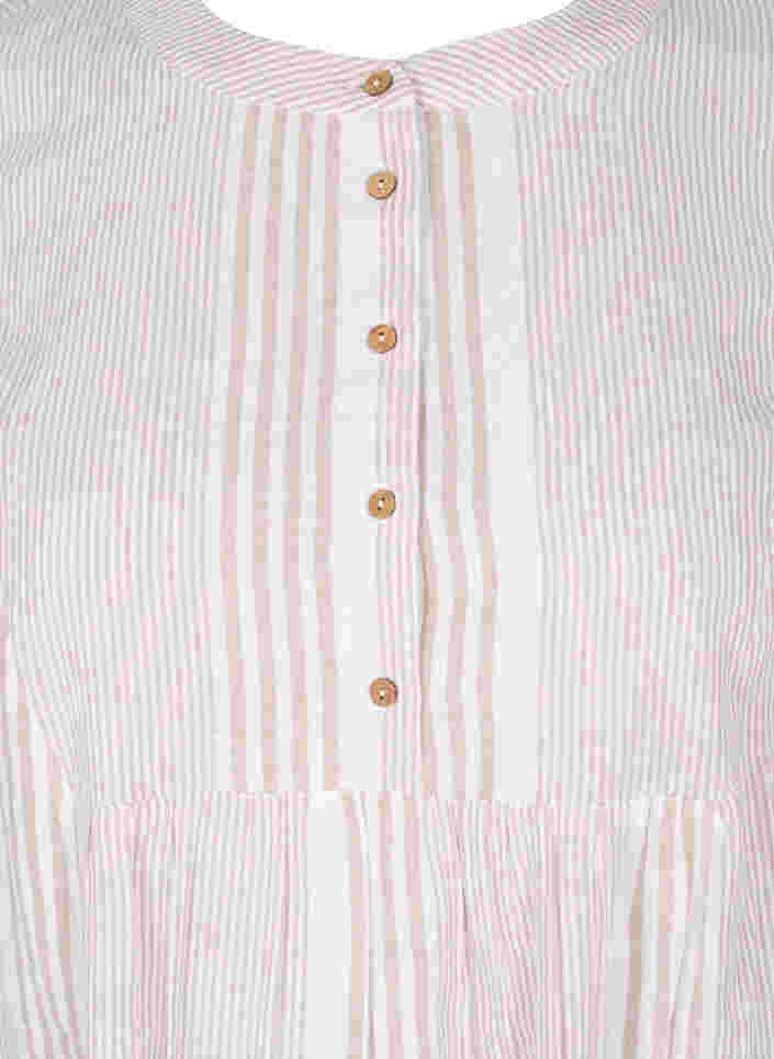 Kortærmet tunika med knapper, White Taupe Stripe, Packshot image number 2