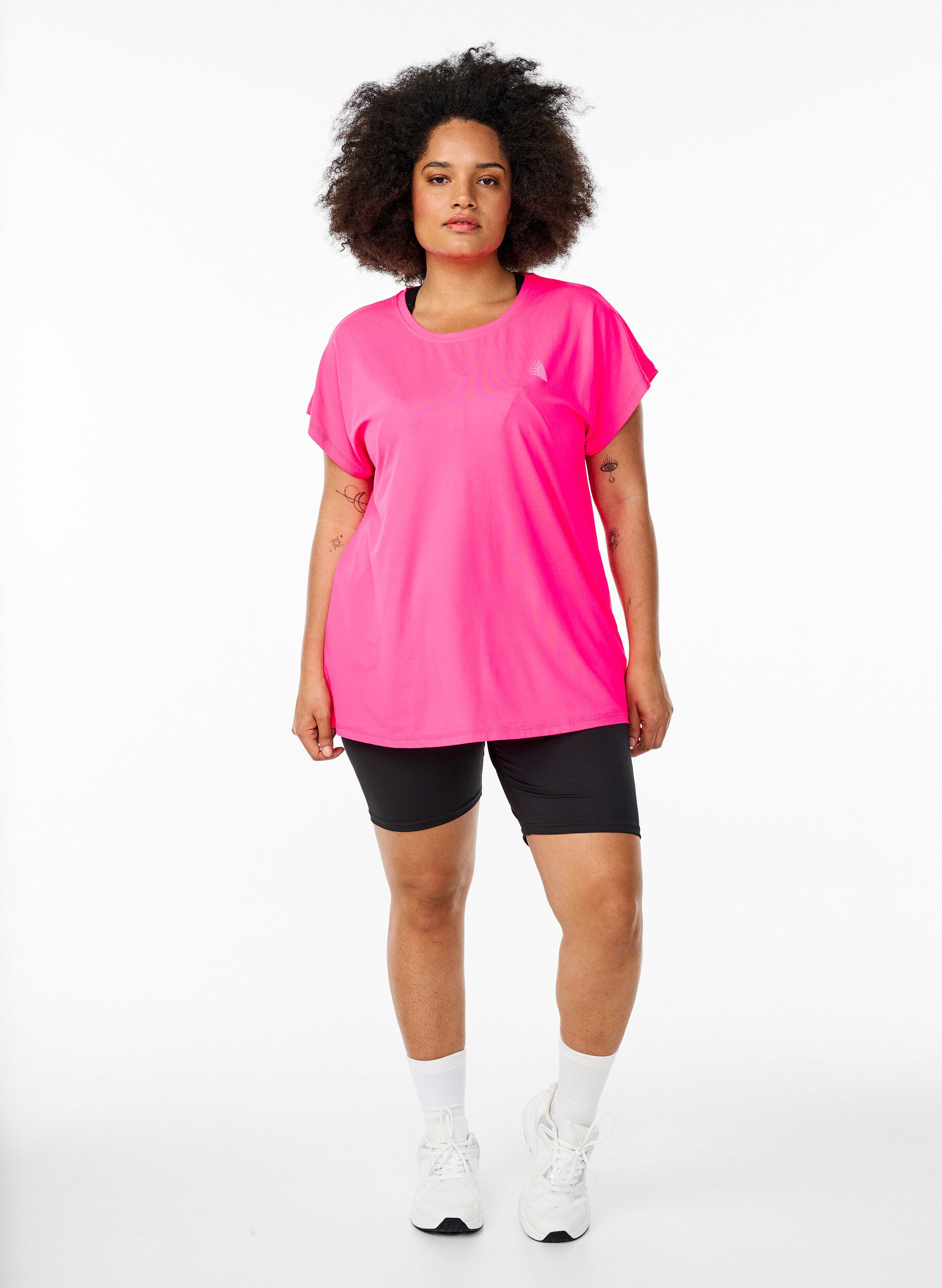 ZizziEnsfarvet tr&aelig;nings t-shirt, Lyser&oslash;d, Model image number 1