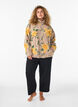 Blomstret fleecejakke med h&oslash;j hals og lynl&aring;s, Beige, Model image number 1