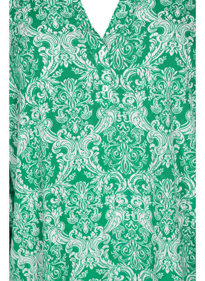 Printet viskosebluse med smock, Jolly Green Oriental, Packshot image number 2