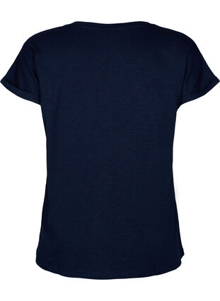 T-shirt i økologisk bomuld med tryk, N.Sky w. White Print, Packshot image number 1