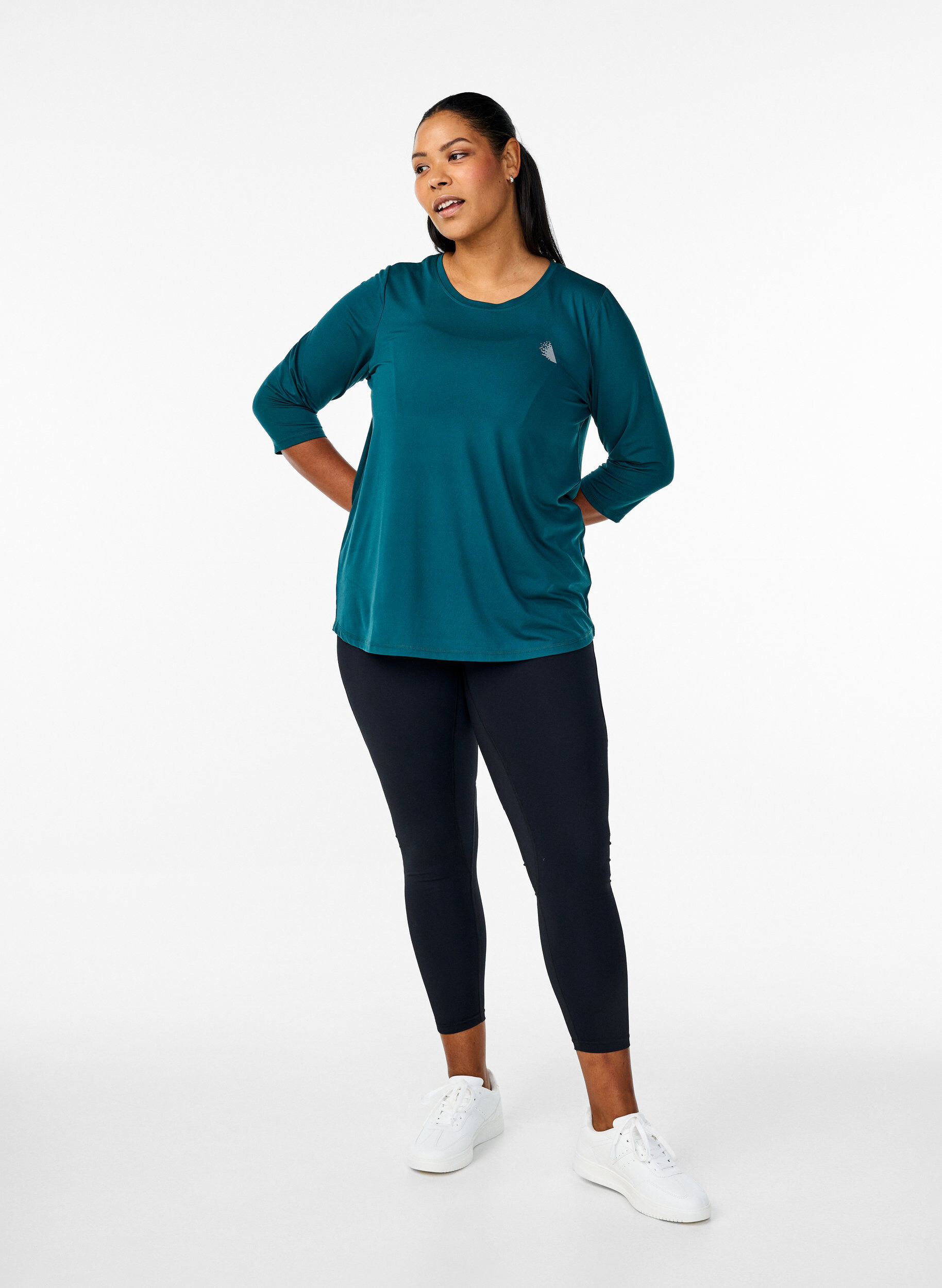 ZizziTr&aelig;ningsbluse med 3/4 &aelig;rmer, Gr&oslash;n, Model image number 1