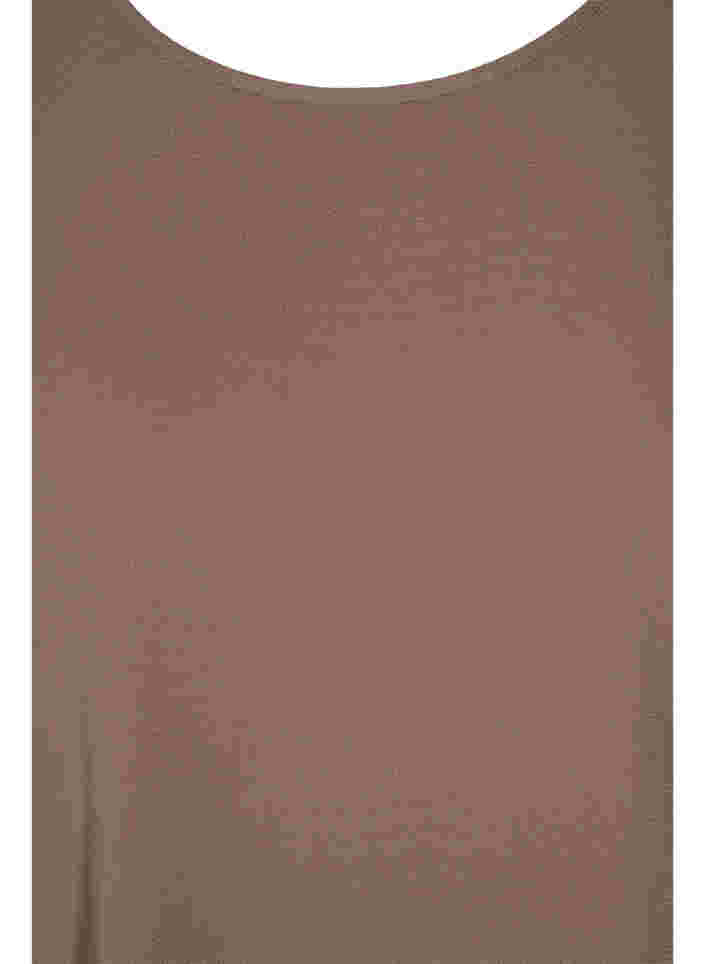 Bluse med korte ærmer og rund halsudskæring, Deep Taupe, Packshot image number 2