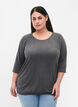 Meleret bluse med 3/4 ærmer, Dark Grey Melange, Model image number 0