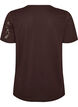T-shirt i bomuld med blondeapplikationer, Brun, Packshot image number 1