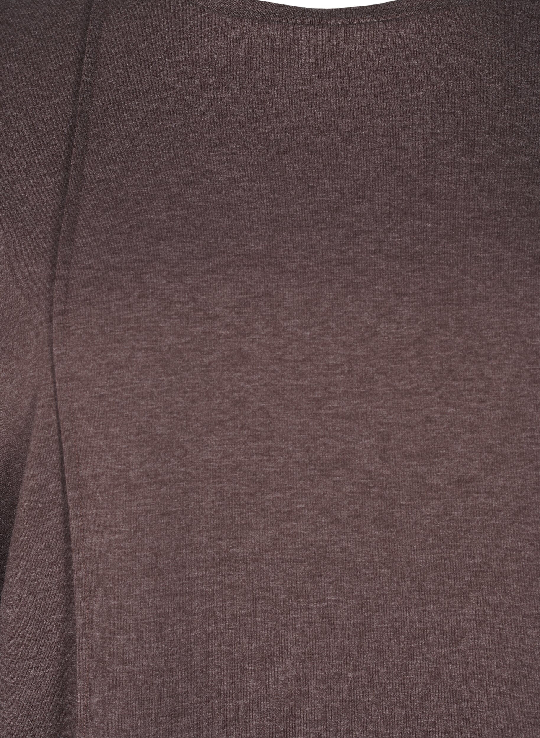 Zizzi L&oslash;s jerseybluse med s&oslash;mdetaljer, Brun, Packshot image number 2