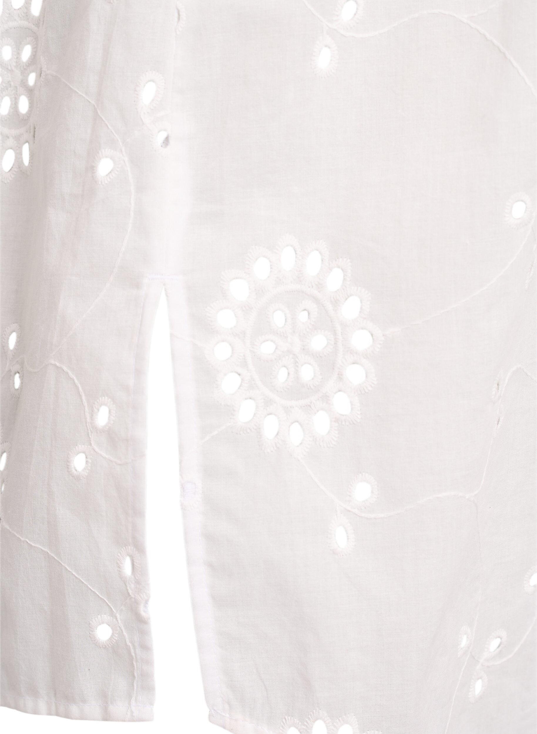 Zizzi Tunika i bomuld med broderie anglaise, Hvid, Packshot image number 3