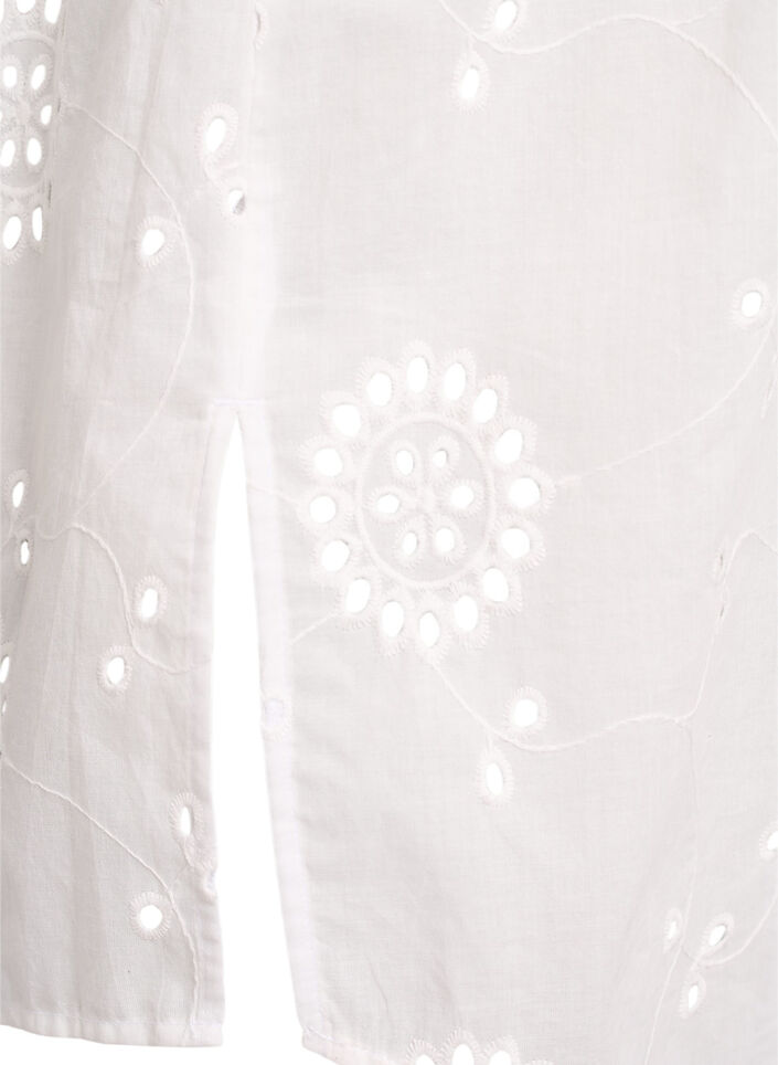Tunika i bomuld med broderie anglaise, Hvid, Packshot image number 3