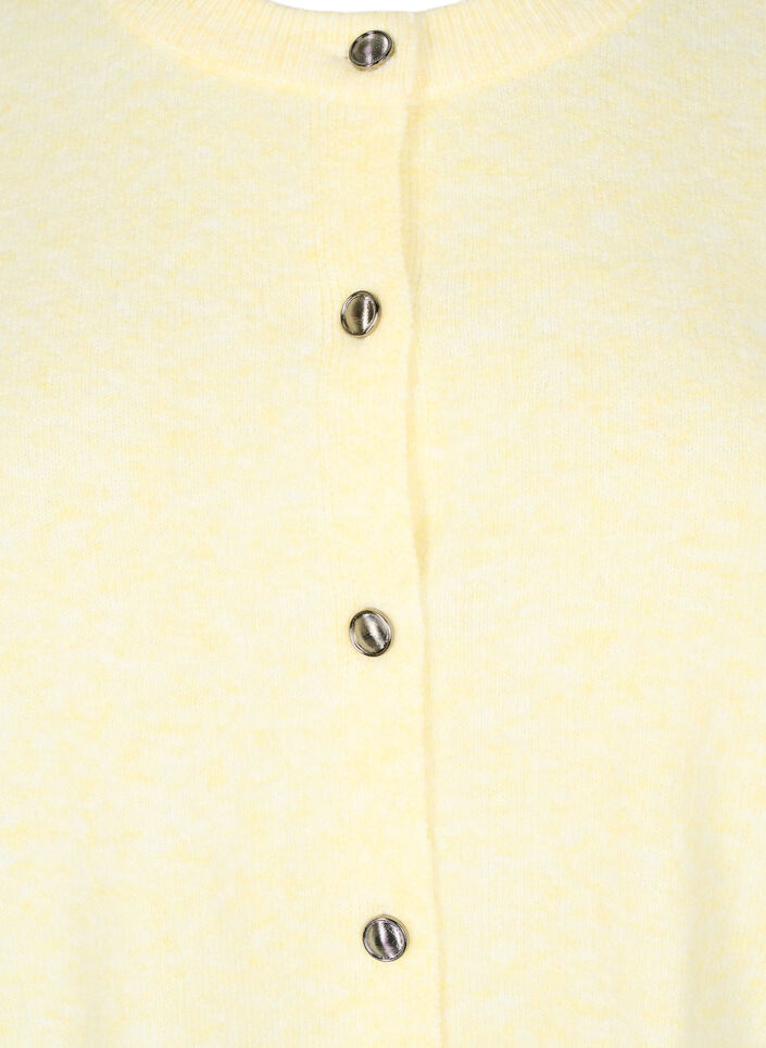 Strik cardigan med korte &aelig;rmer, Gul, Packshot image number 2
