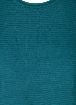 Strikbluse i rib med rundhals, Blue Coral, Packshot image number 2