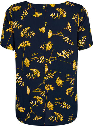 FLASH - Bluse med korte ærmer og print, Night Sky Yellow AOP, Packshot image number 1