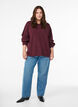 Strikbluse med b&oslash;lgekanter., M&oslash;rk Bordeaux, Model image number 1