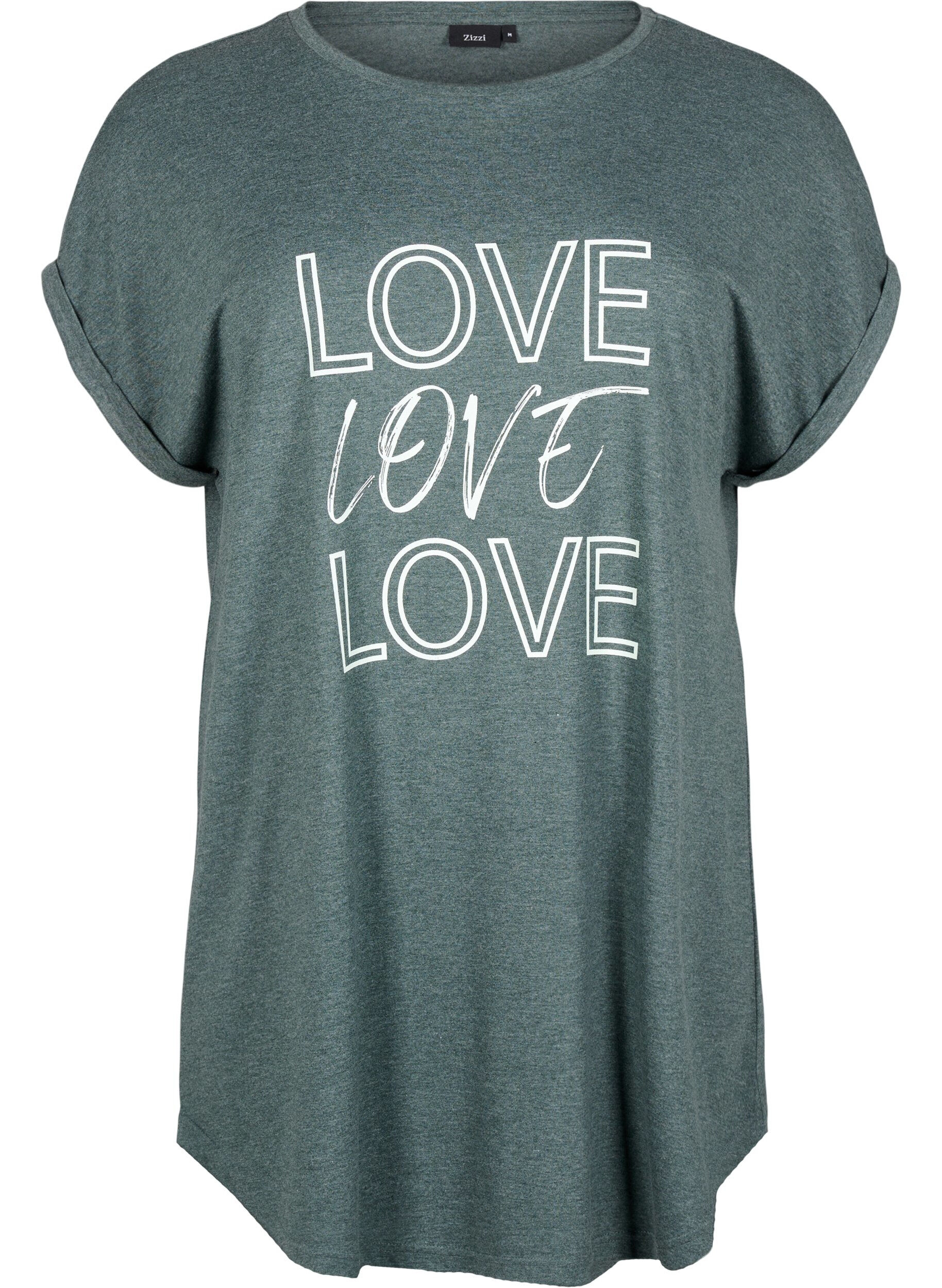 Zizzi Kort&aelig;rmet natkjole med tekstprint, , Packshot image number 0