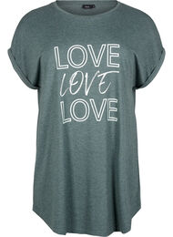 Kort&aelig;rmet natkjole med tekstprint, 