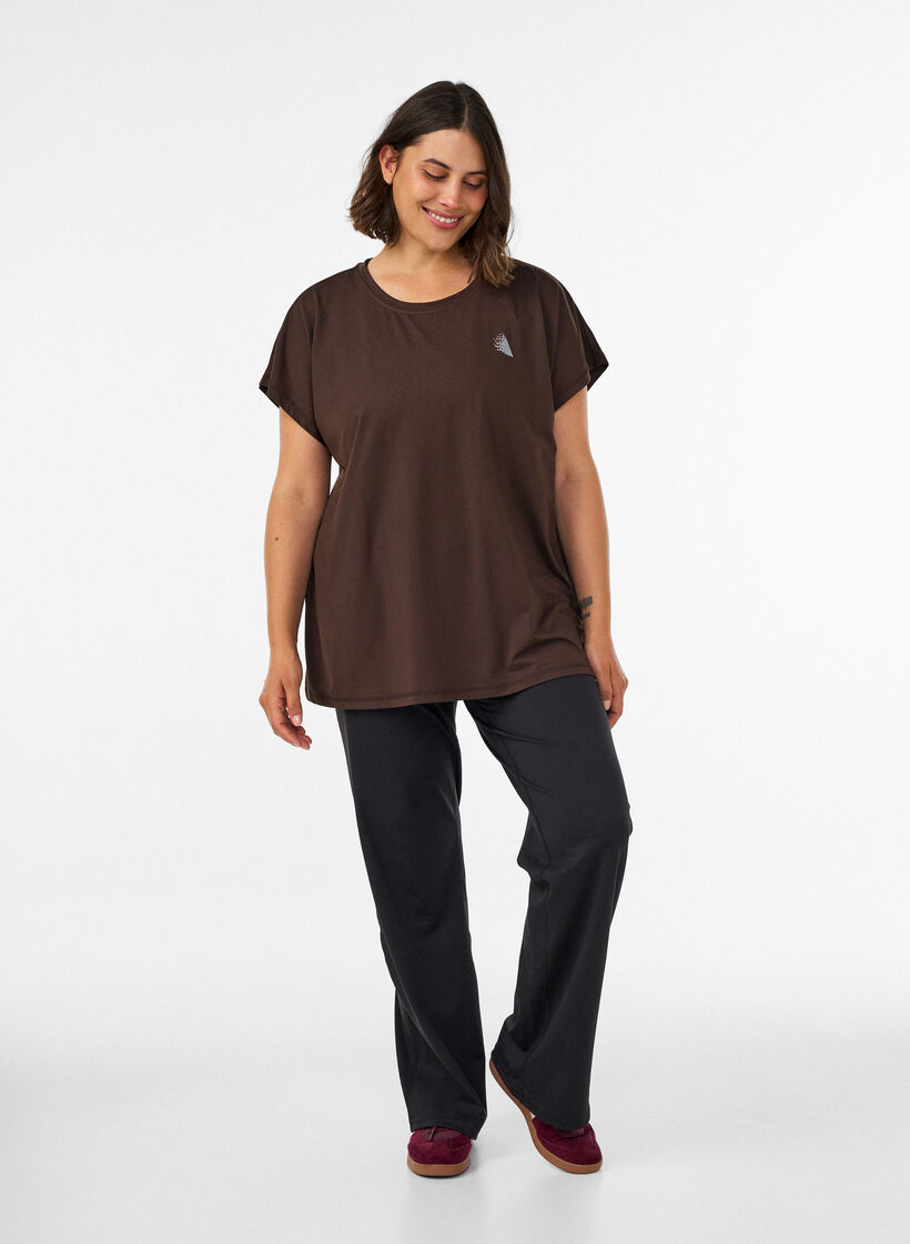 Ensfarvet tr&aelig;nings t-shirt, Brun, Model image number 1