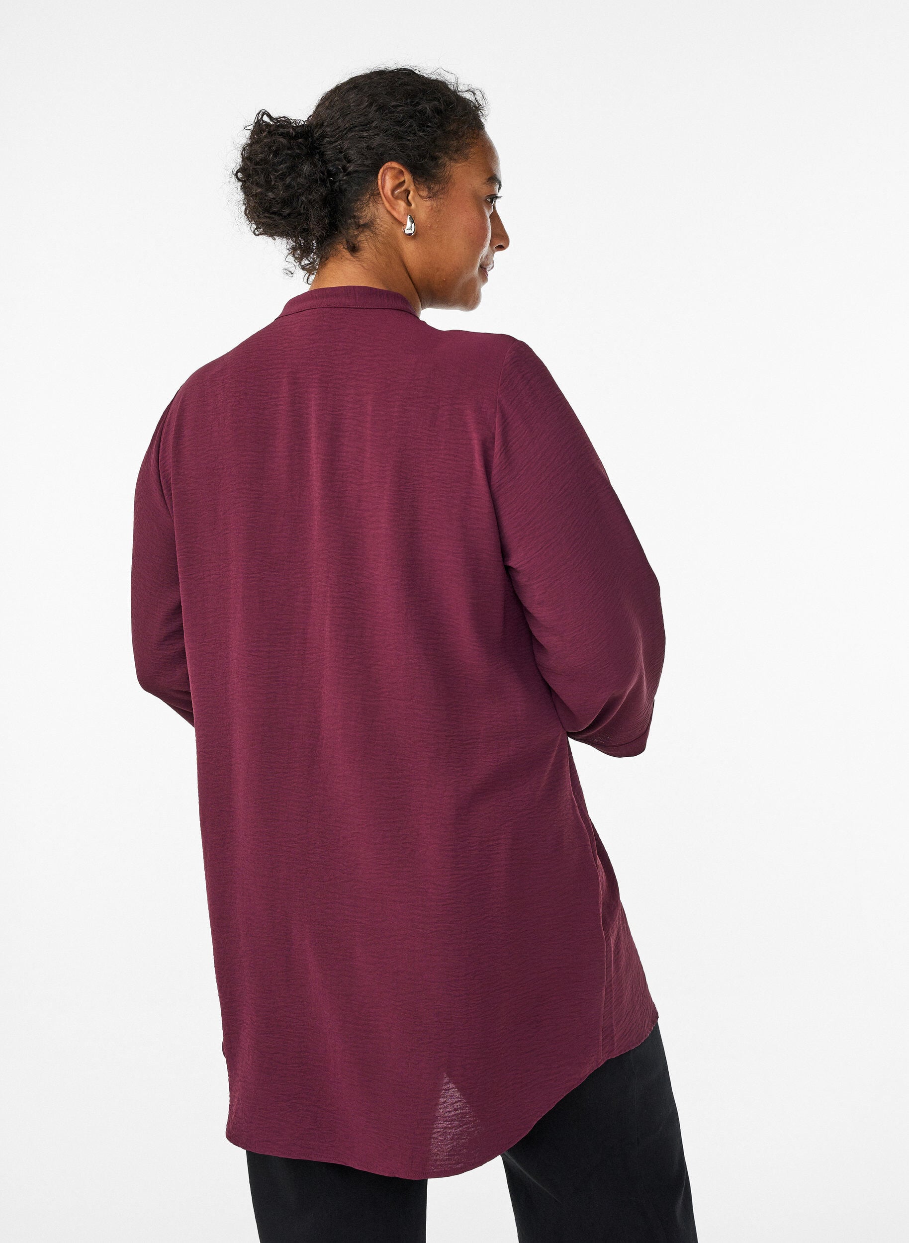 ZizziTunika med 3/4 &aelig;rmer, M&oslash;rk Bordeaux, Model image number 2