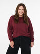 Sweatshirt med frynser, Mørk Bordeaux, Model image number 0