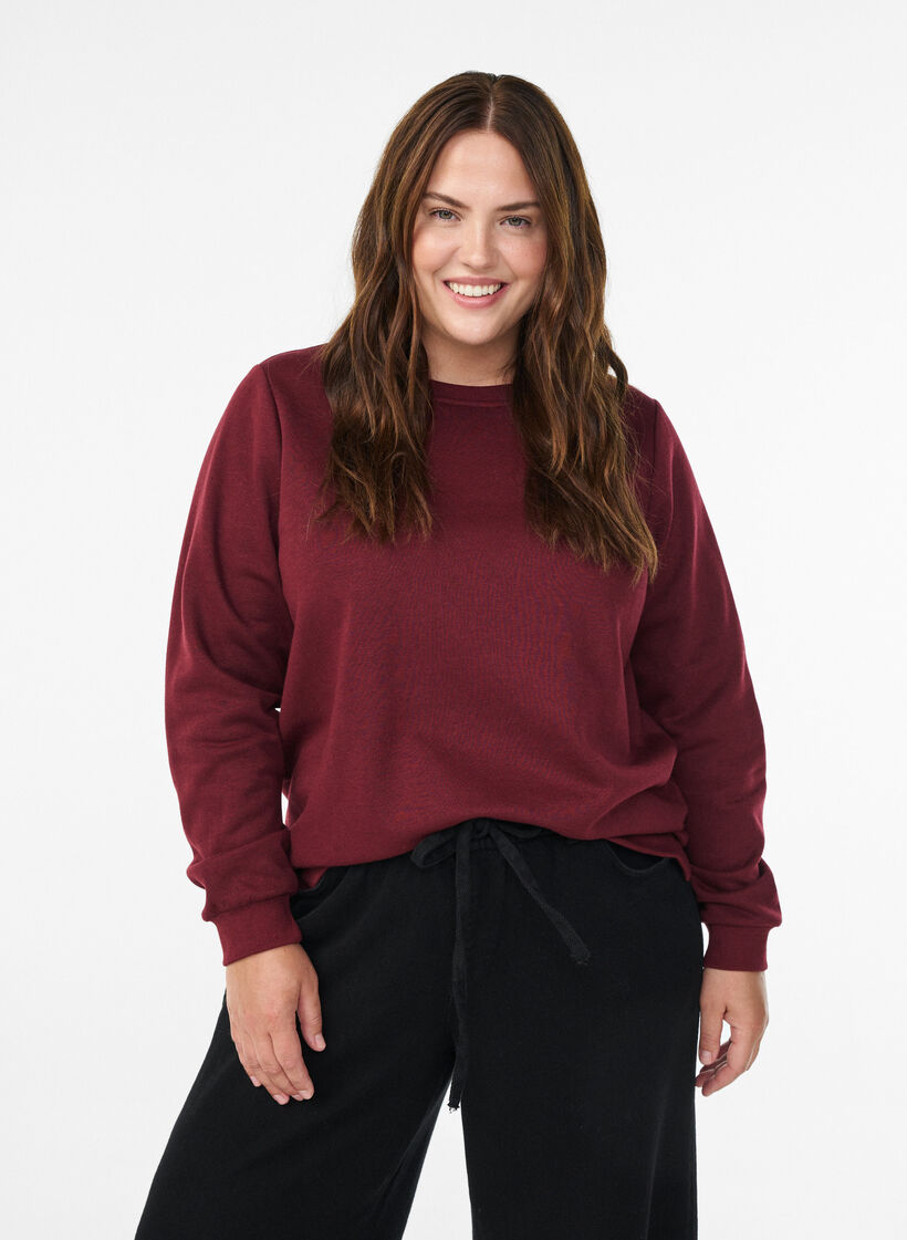 Sweatshirt med frynser, Mørk Bordeaux, Model image number 0