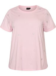 T-shirt i &oslash;kologisk bomuld med hjerter, Lyser&oslash;d