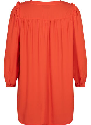 Langærmet kjole med flæser , Orange.com, Packshot image number 1