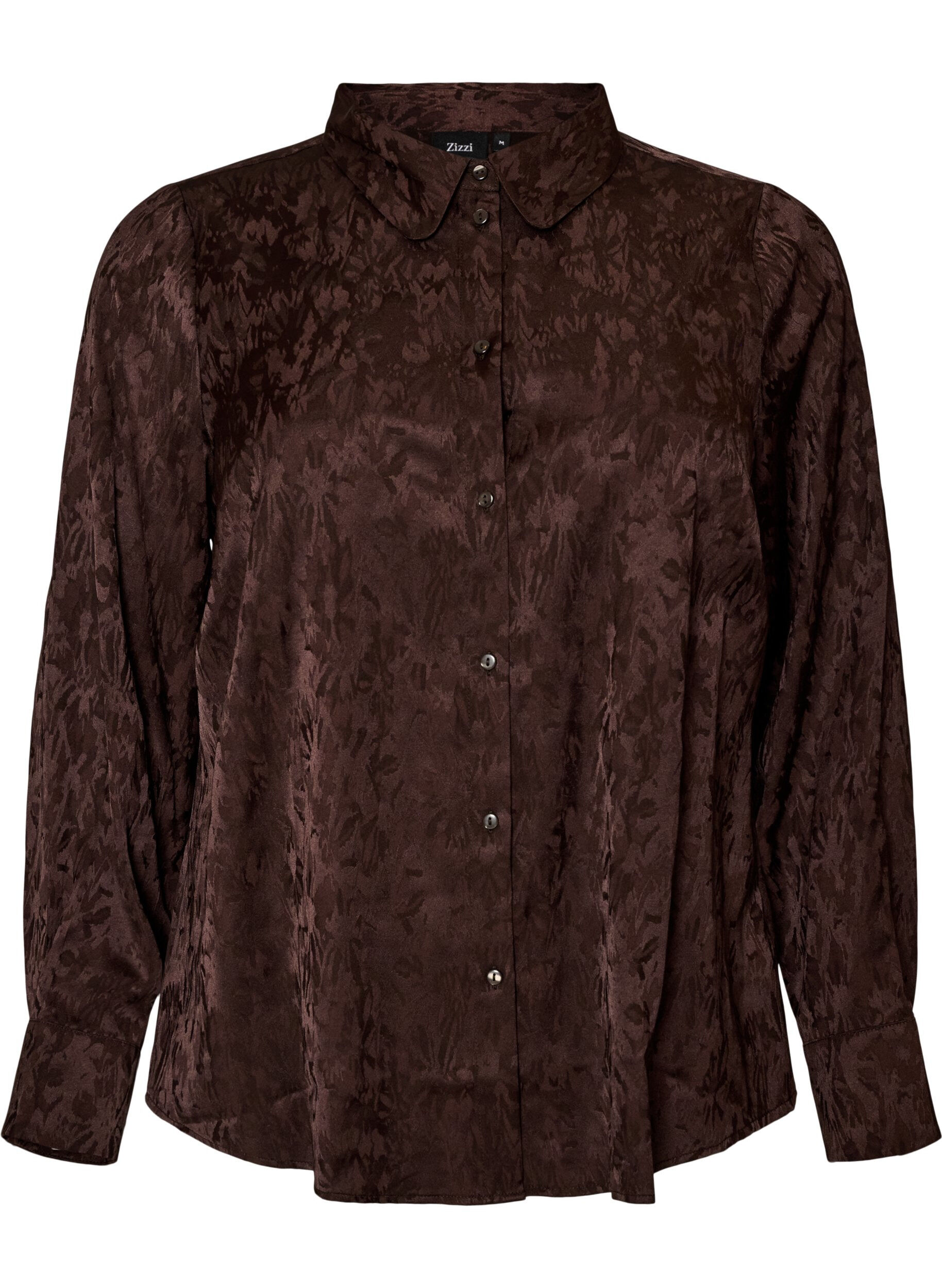 ZizziSkjorte med tone-i-tone paisleym&oslash;nster, Brun, Packshot image number 0