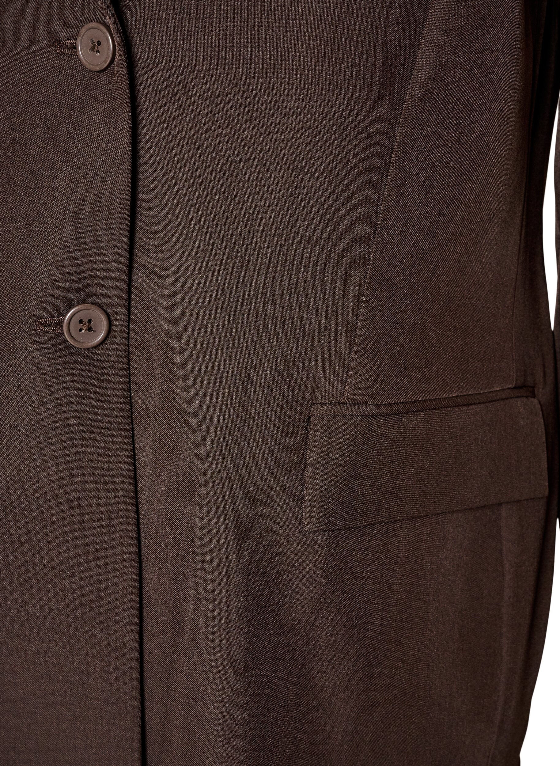 ZizziBlazer med lommer og slids, Brun, Packshot image number 2