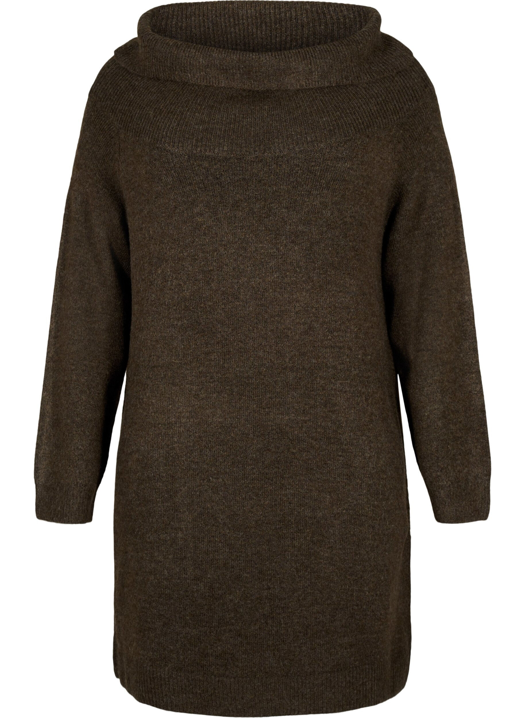 Zizzi Meleret strikkjole, Demitasse Mel., Packshot image number 0