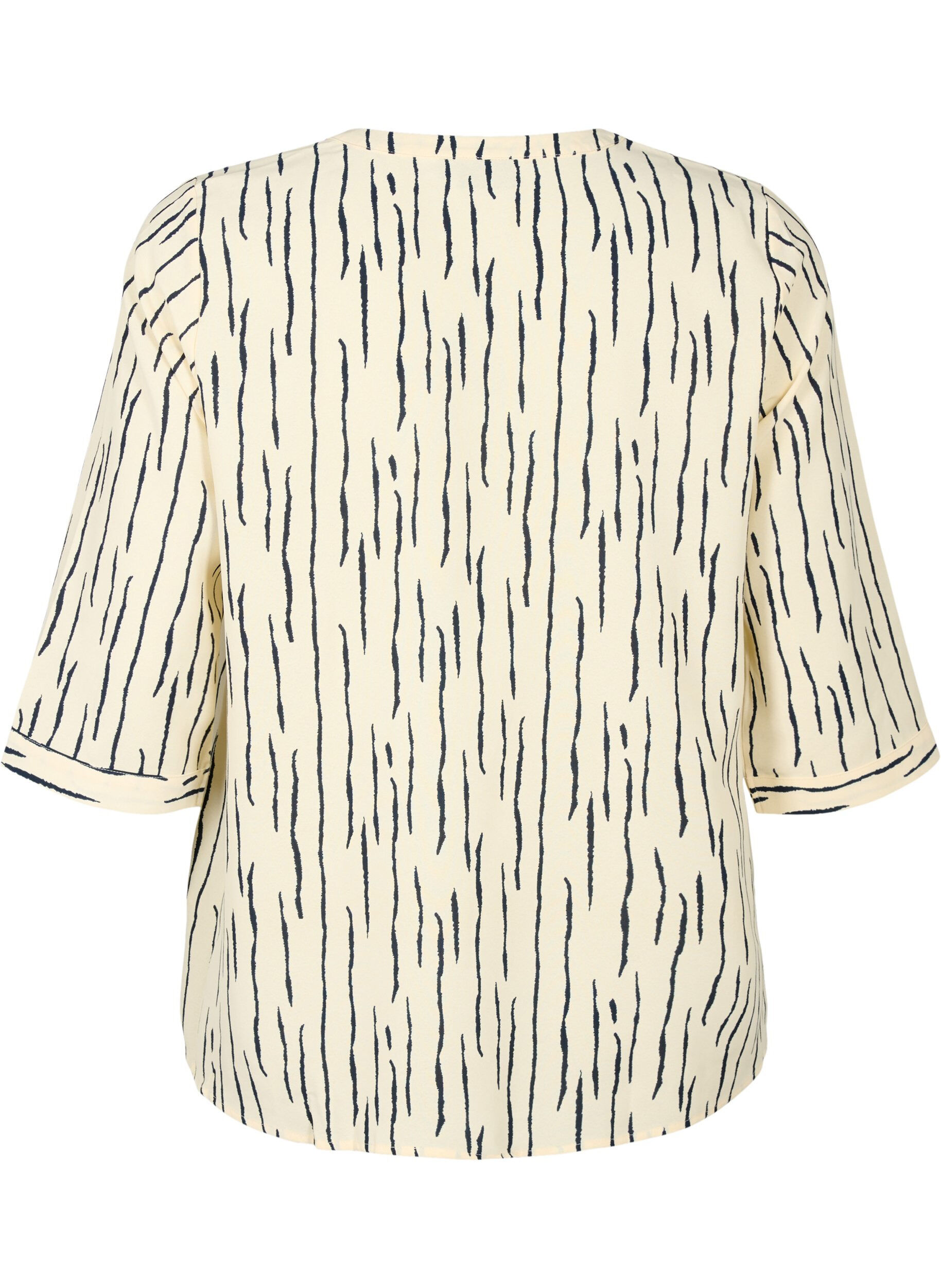 Zizzi Bluse med 3/4 &aelig;rmer og print, Off White Stripe, Packshot image number 1