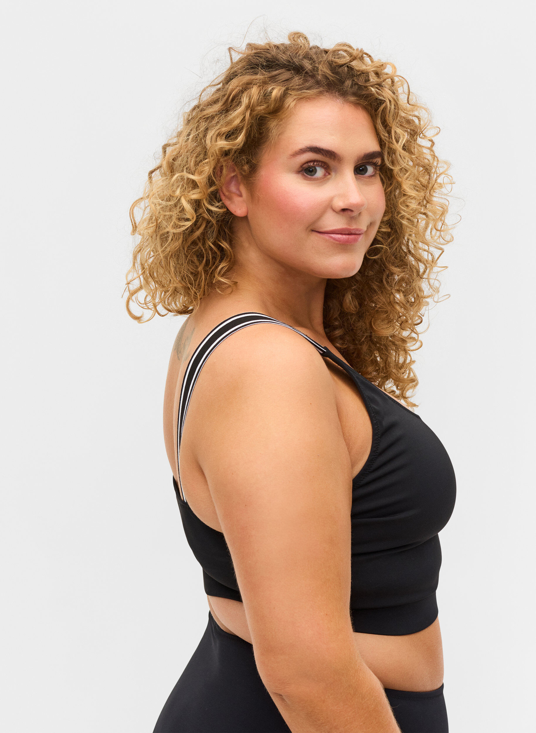 Zizzi Bikini top med stribede skulderstropper, Black, Model image number 2