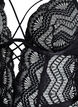Blonde bodystocking med sn&oslash;re-detaljer, Sort, Packshot image number 2
