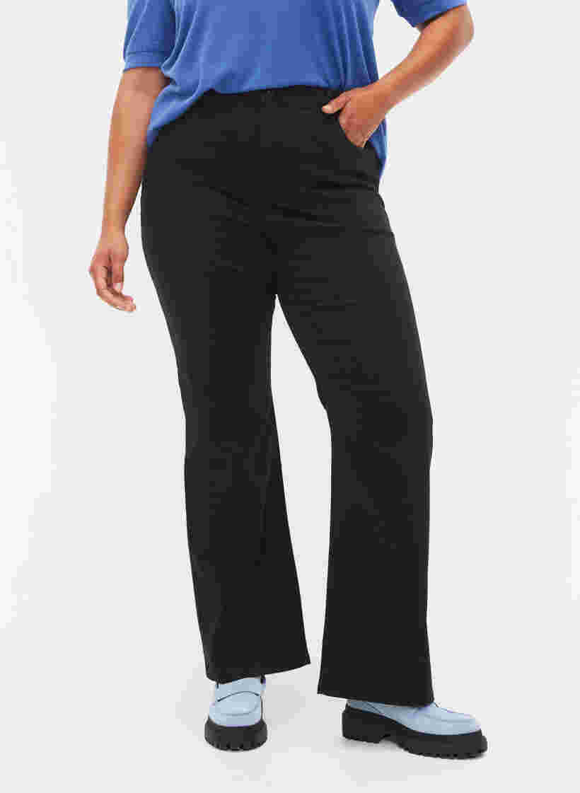Flared jeans med ekstra høj talje, Black, Model image number 2