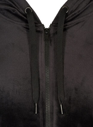 Velour cardigan med hætte, Black, Packshot image number 2