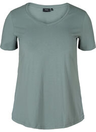 Basis t-shirt med v-hals, Balsam Green