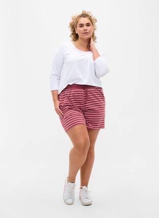 Bomulds shorts med lommer, Apple Butter Stripe, Model image number 2