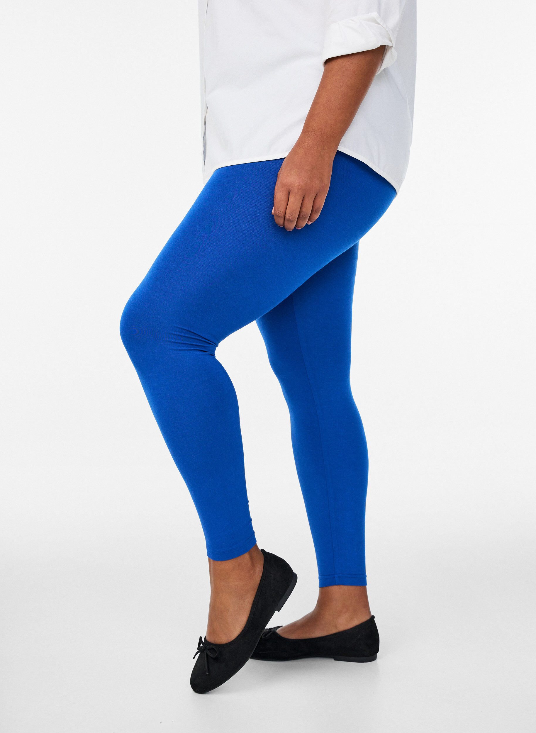 Zizzi Basis leggings i viskose, Bl&aring;, Model image number 0
