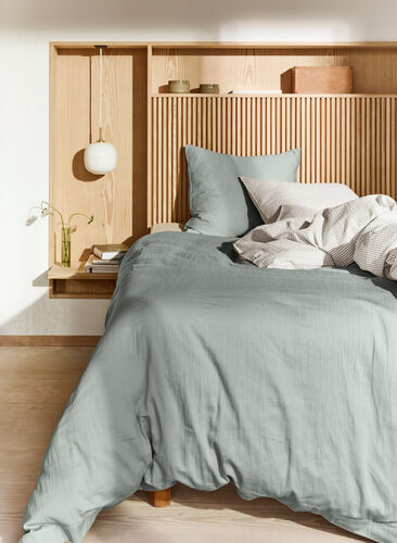 Ensfarvet sengesæt i bomuld, Belgian Block, Image image number 0