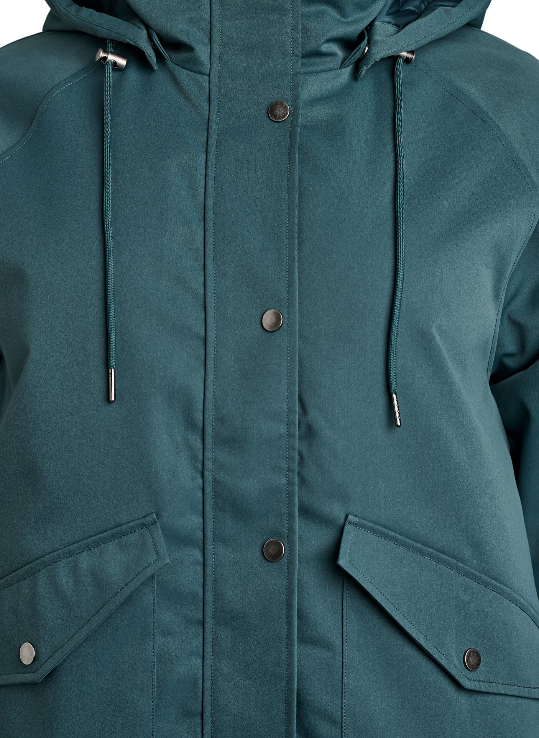 ZizziVatteret parka med aftagelig h&aelig;tte, Gr&oslash;n, Packshot image number 2